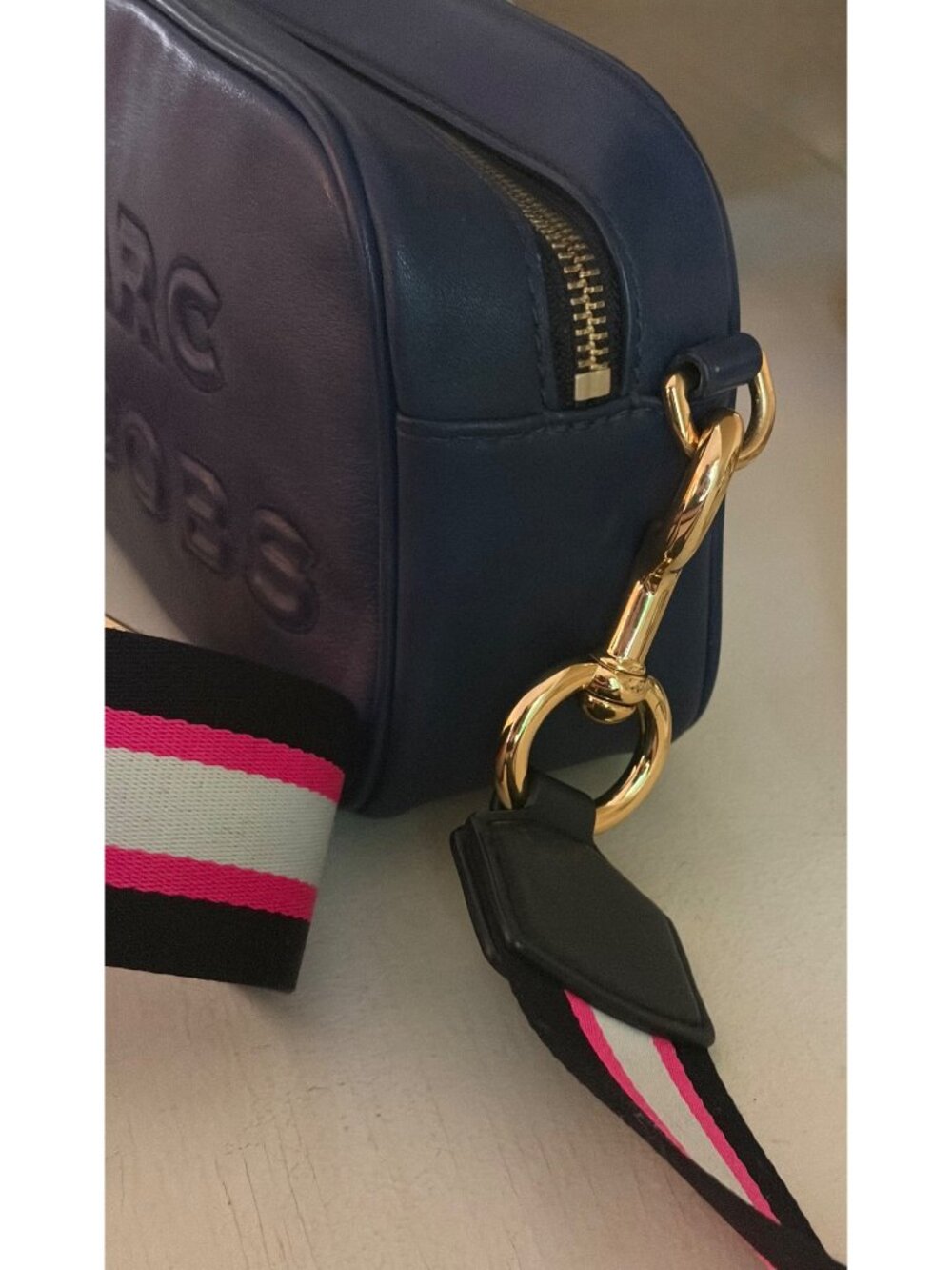 Marc Jacobs The Flash Leather Handbag Dark Navy Crossbody Camera - Picture 4 of 14